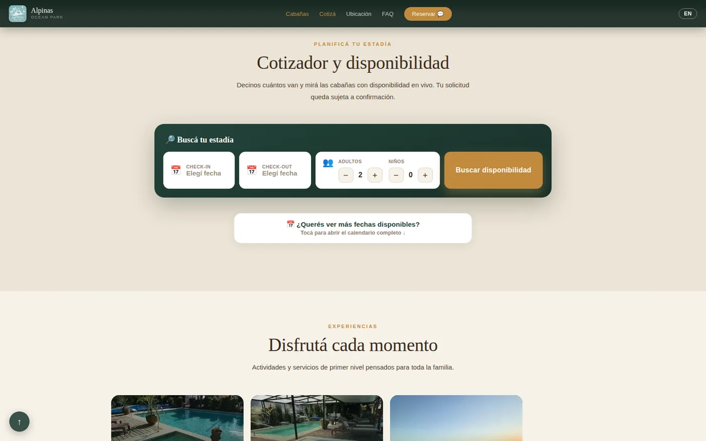 Web y cotizador desarrollados para Alpinas Ocean Park